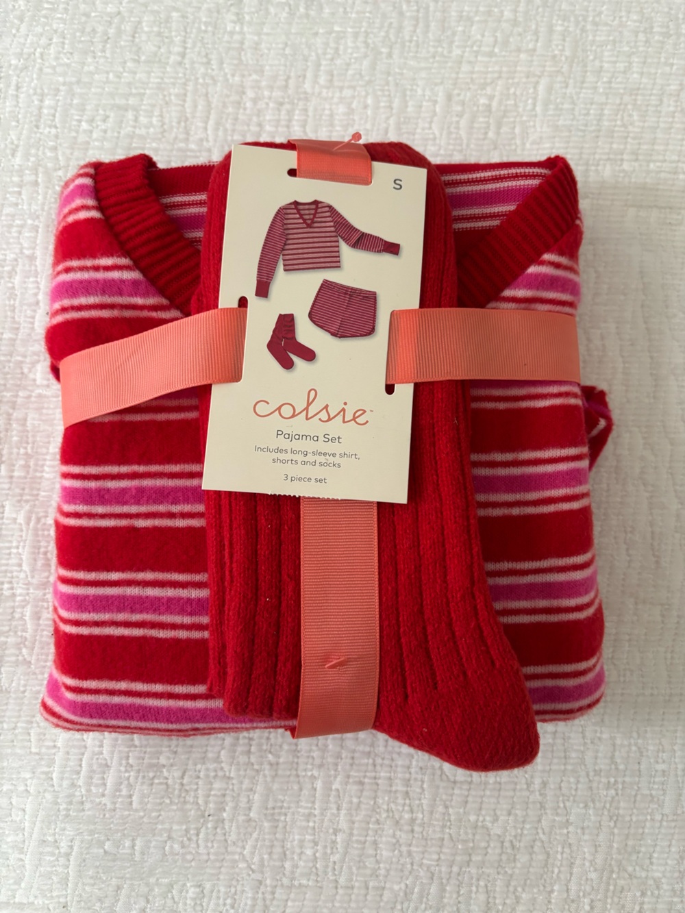 Colsie Red and Pink Striped Women's Pajama Set
